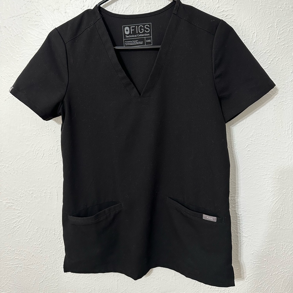 FIGS XXS Black Casma 3 Pocket Scrub Top